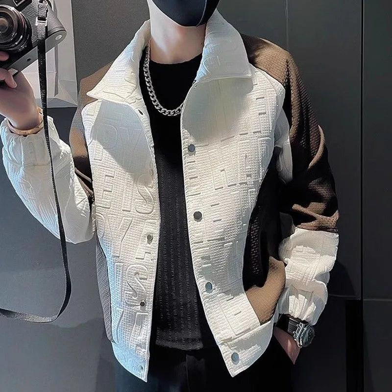 New Spring Fashion Trends Advanced Handsome Colored Polo Coat Jacket Casual and Versatile Design Men's Jacket