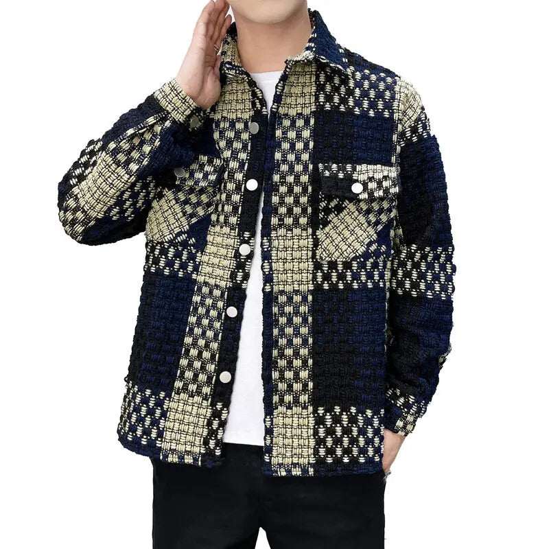 New Men's Thick Shirt Jacket for Spring 2025, Casual and Fashionable Street Wear, Single Breasted Slim Fit Shirt