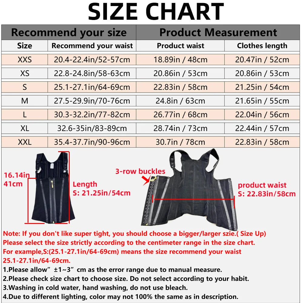 Body Shaper Shapewear Women Vest Tops Double Compression Waist Trainer Corset Adjustable Zipper and Hook-eyes