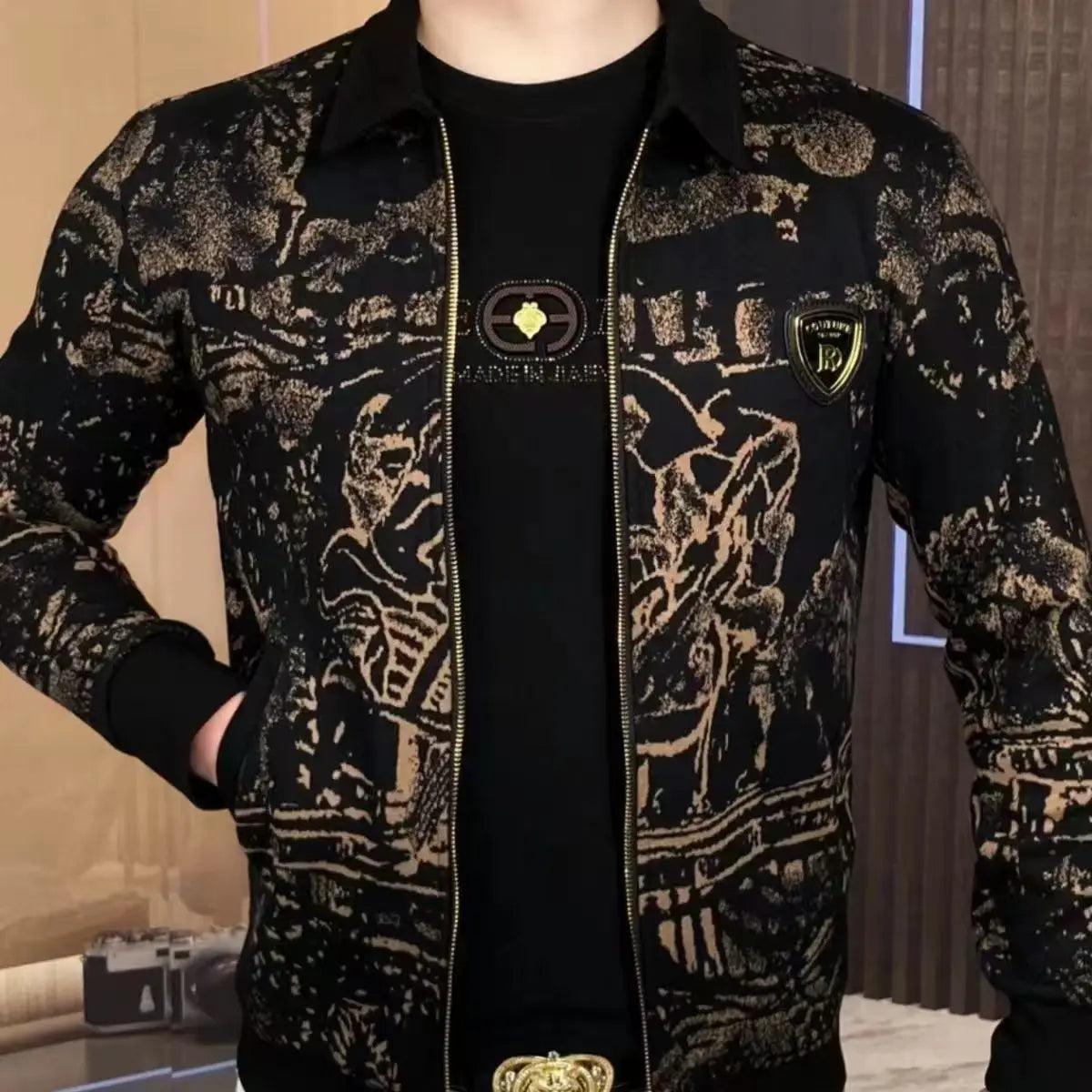 Men's Fashion New Style Personalized Handsome Collar Trendy Casual Versatile Coat