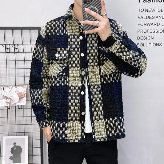 New Men's Thick Shirt Jacket for Spring 2025, Casual and Fashionable Street Wear, Single Breasted Slim Fit Shirt