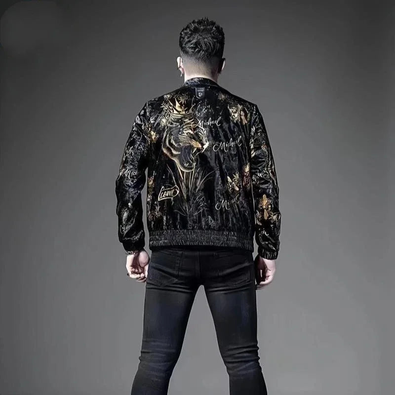 New Men's Soft Shell Jacket High end Trendy Fashion Personalized Printed Collar Top