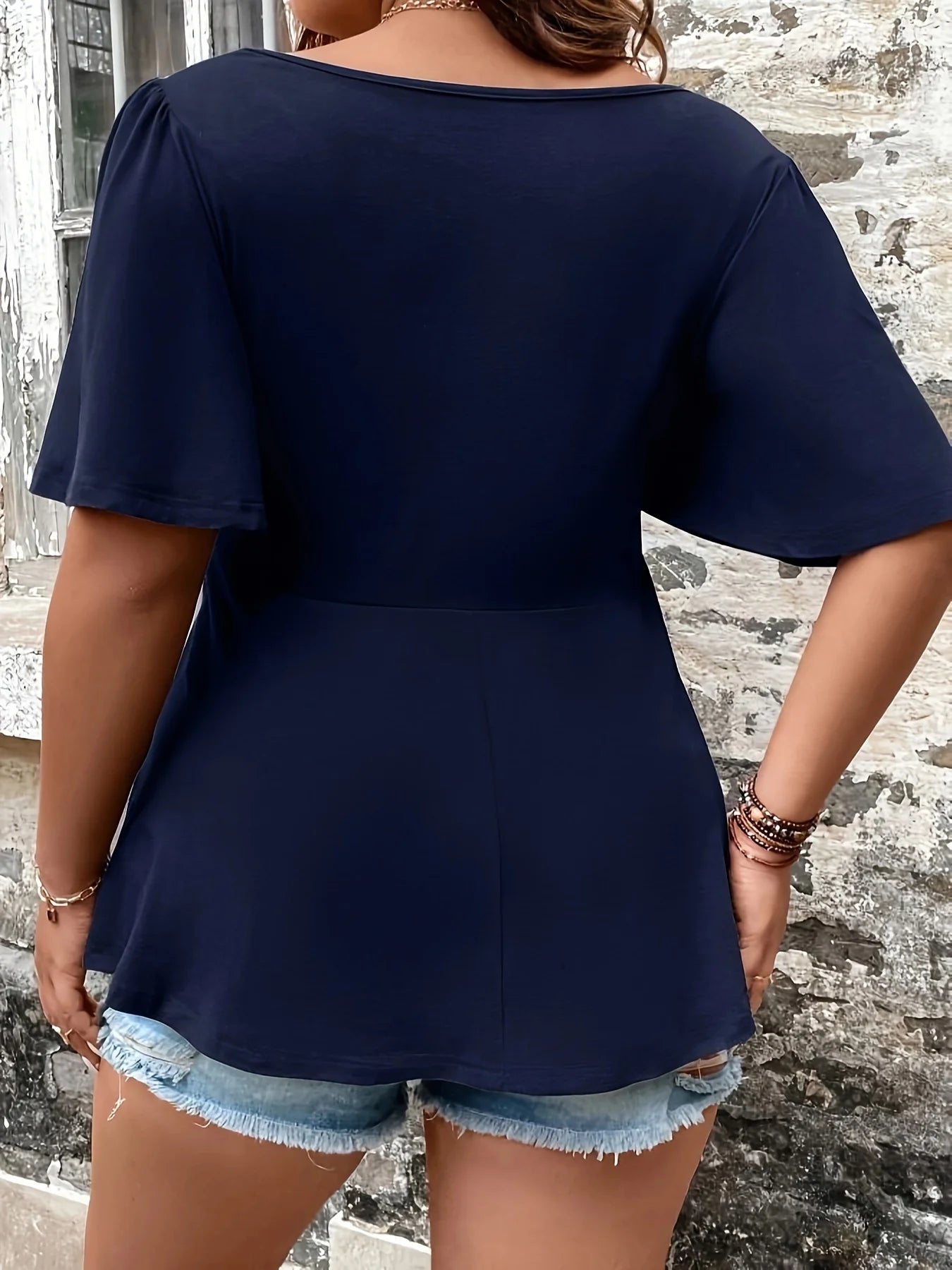 European and American Style Shirt for Women Casual Cute Solid Ruffle Neck Curve Clothing Tops
