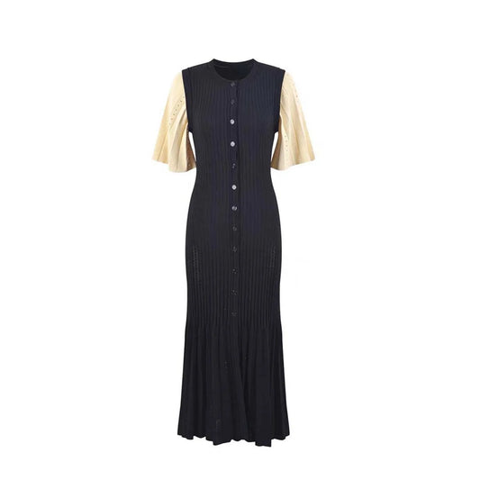 New French Elegant Fragrance High-end Slimming Knitted Mermaid Dress Hollow Slimming Fish Tail Knit Dress