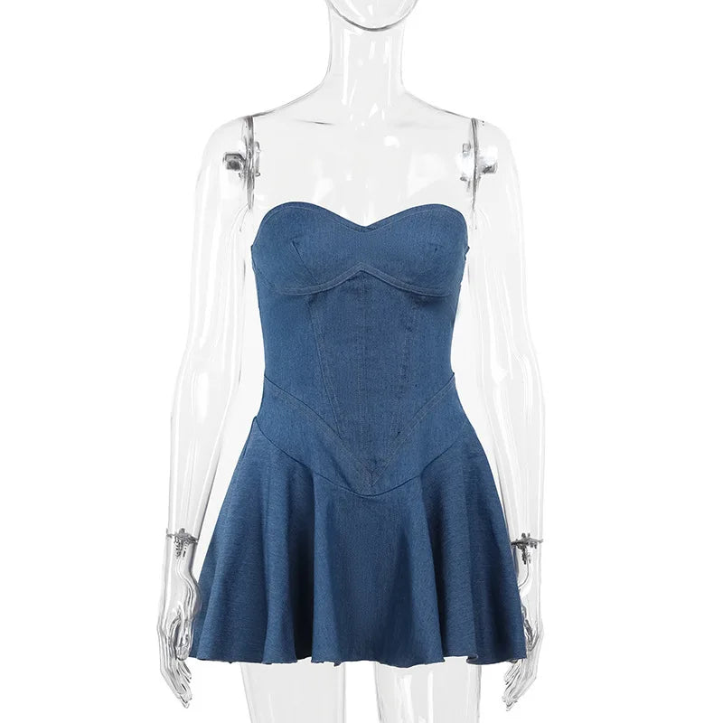 New Temperament Wrap Hip A Skirt European And American Style Sexy Bra Imitation Denim Dress For Women
