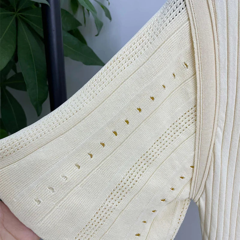 New French Elegant Fragrance High-end Slimming Knitted Mermaid Dress Hollow Slimming Fish Tail Knit Dress