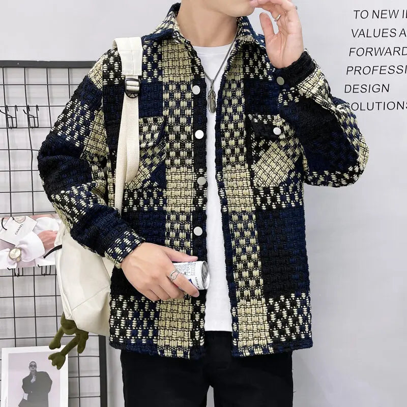 New Men's Thick Shirt Jacket for Spring 2025, Casual and Fashionable Street Wear, Single Breasted Slim Fit Shirt