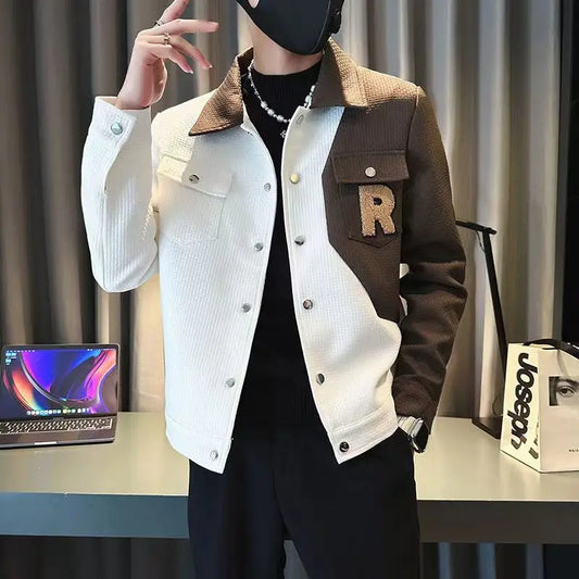 Men Jacket Korean Style Casual Casual Cargo Spring Autumn jacket Coat patchwork