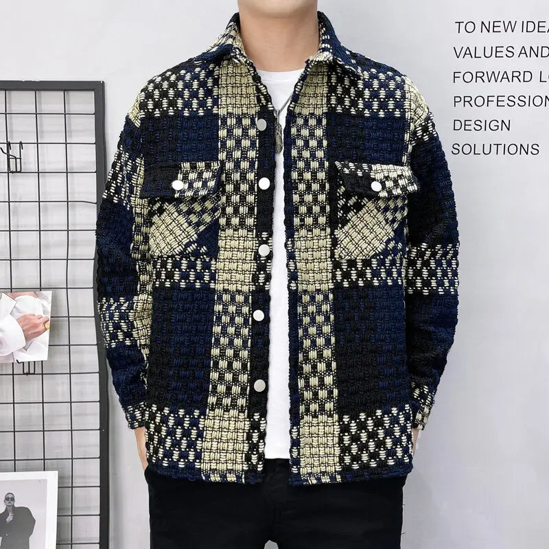 New Men's Thick Shirt Jacket for Spring 2025, Casual and Fashionable Street Wear, Single Breasted Slim Fit Shirt