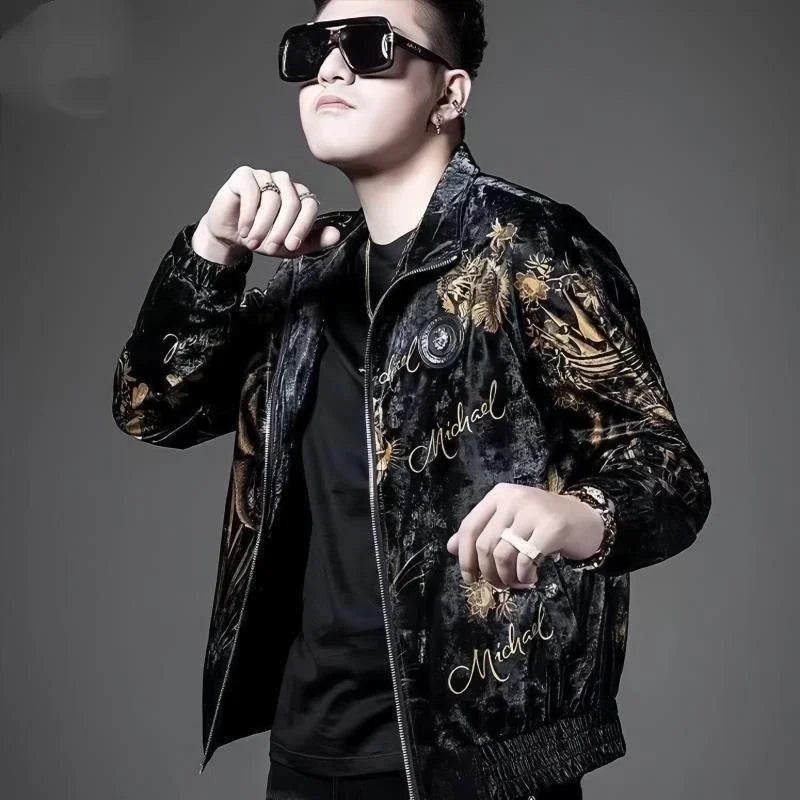 New Men's Soft Shell Jacket High end Trendy Fashion Personalized Printed Collar Top