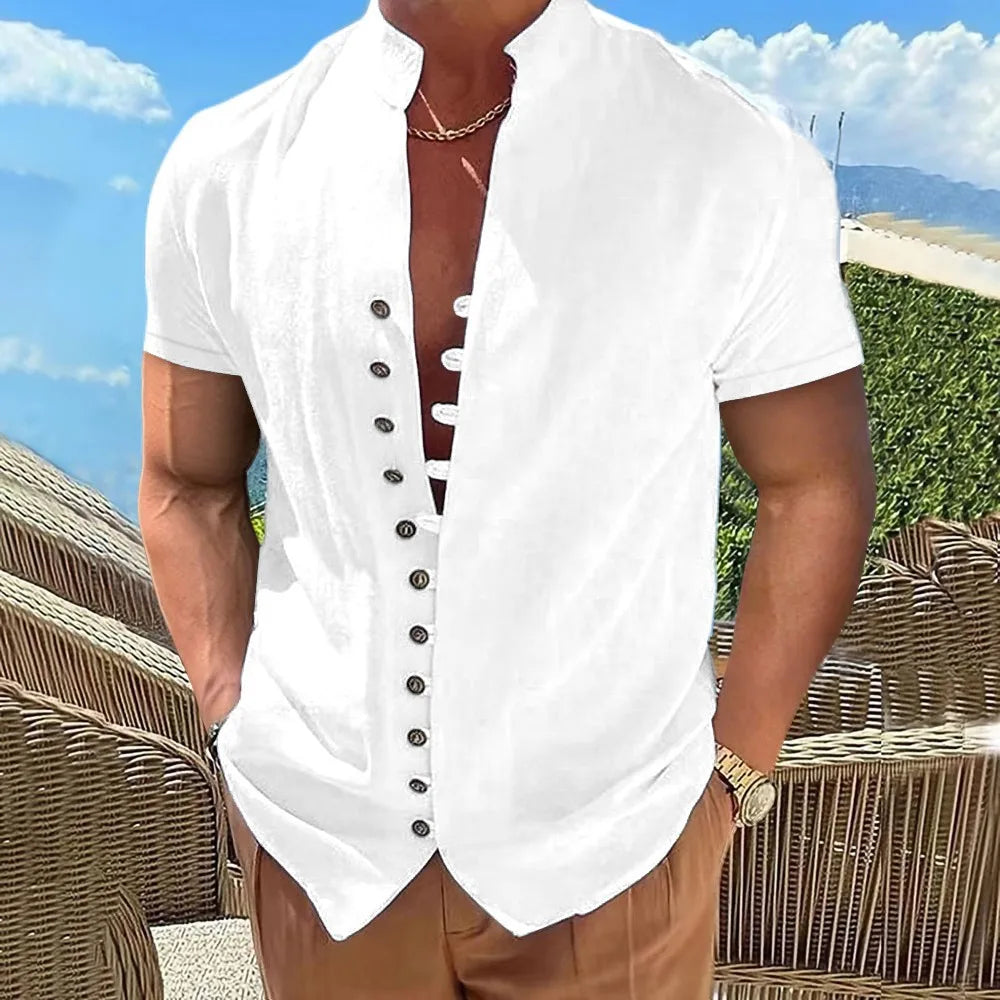 Men's Short-sleeved shirt High quality pure cotton