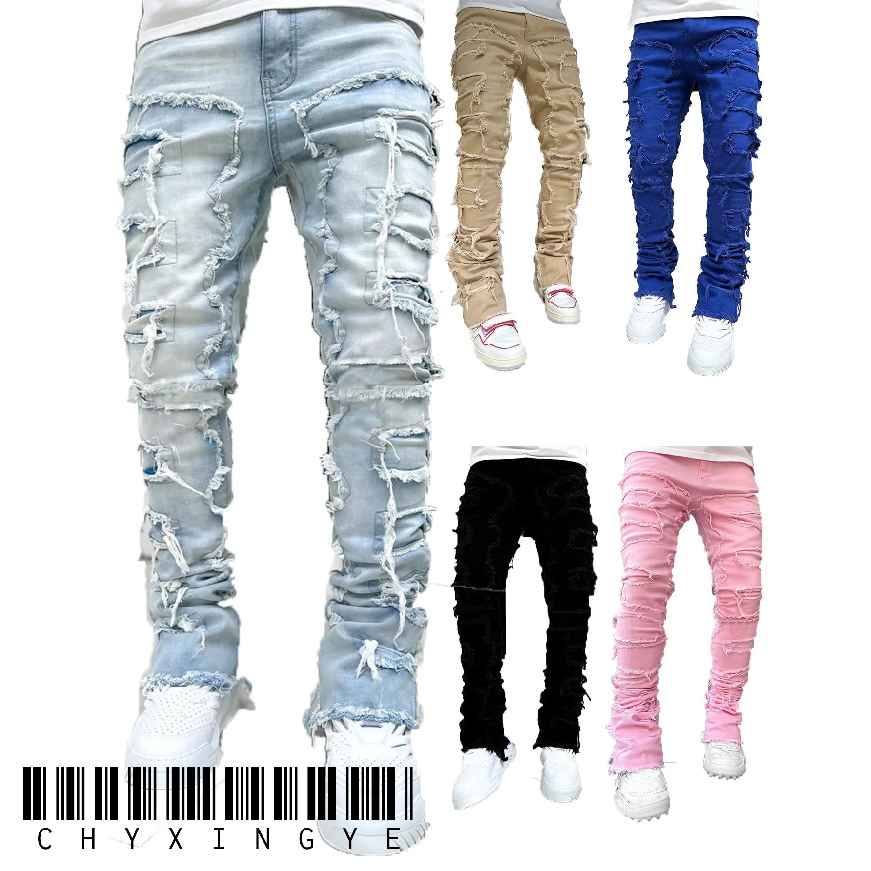 Jeans Ripped Slim Fit Patch