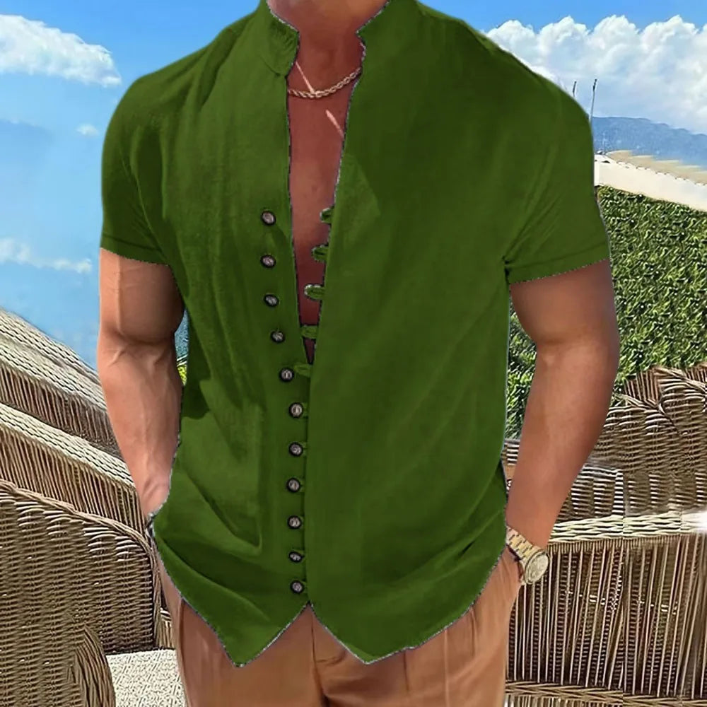 Men's Short-sleeved shirt High quality pure cotton