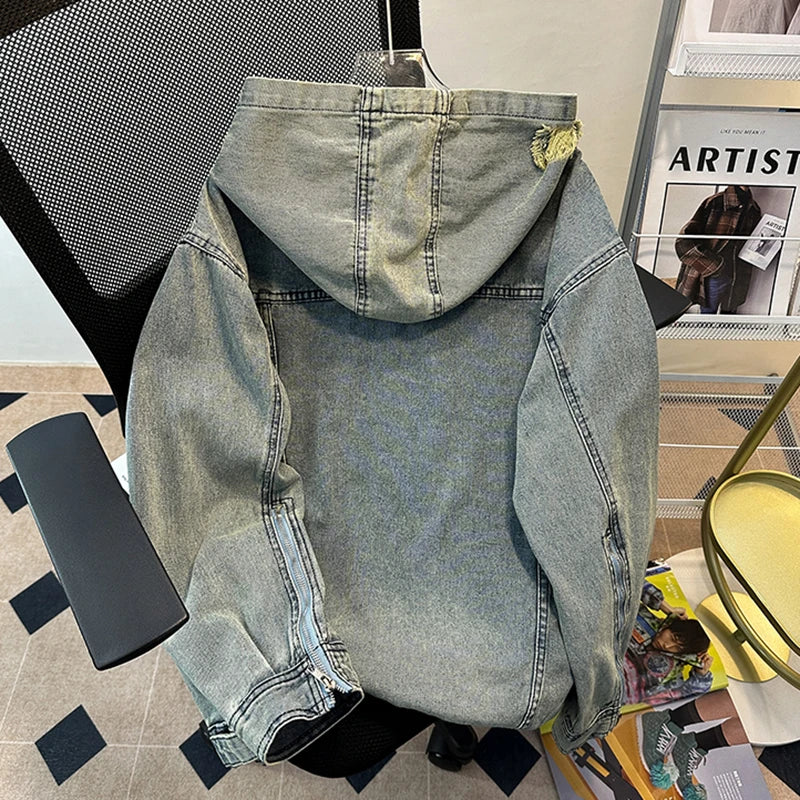 American Fashion Streetwear Ripped Hooded Jackets