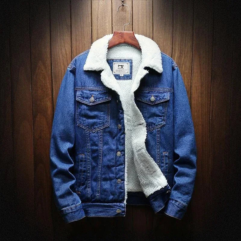 Jacket Man Padding with Sheep Jeans Coat for Men Padded Wool