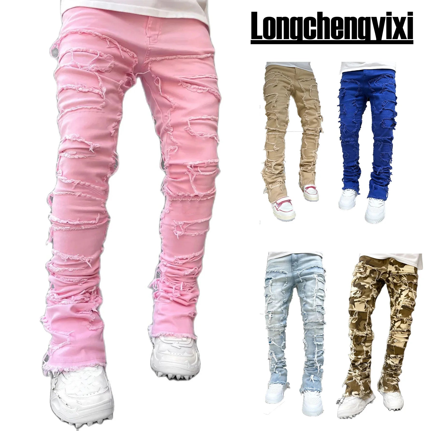 Jeans Ripped Slim Fit Patch
