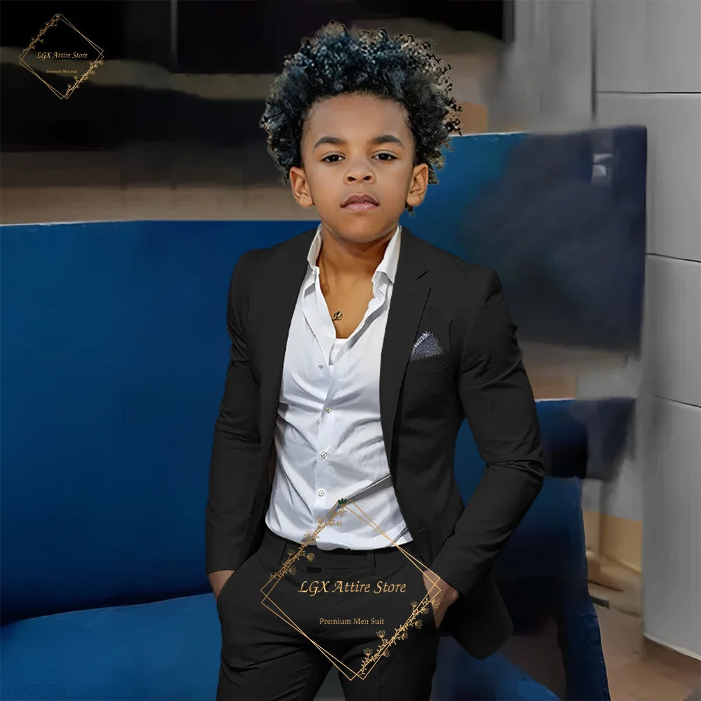 Kids' Orange Single-Breasted Suit (Jacket + Trousers)