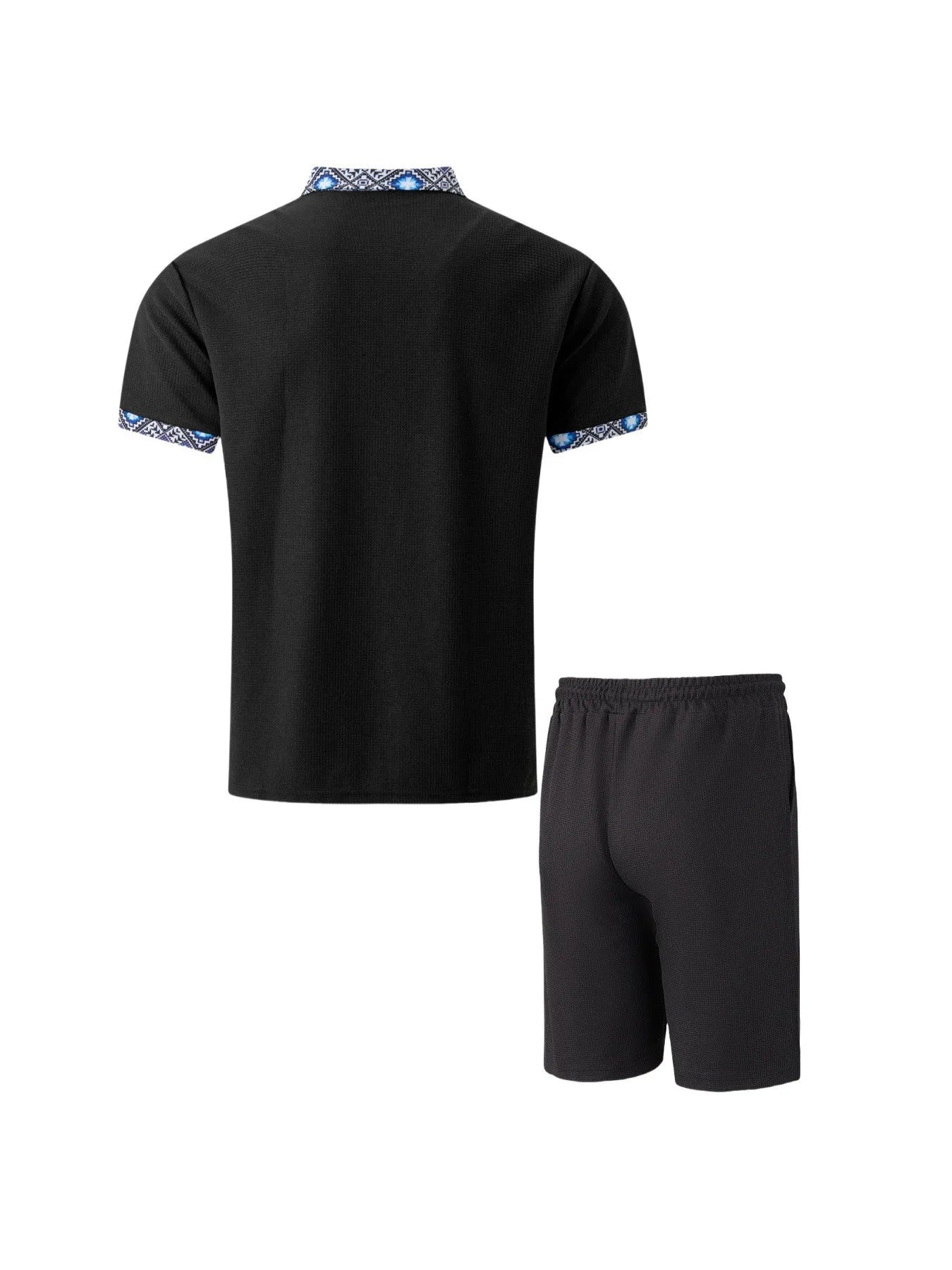 Men Sports Polo Suit Short Sleeve Stylish Zipper