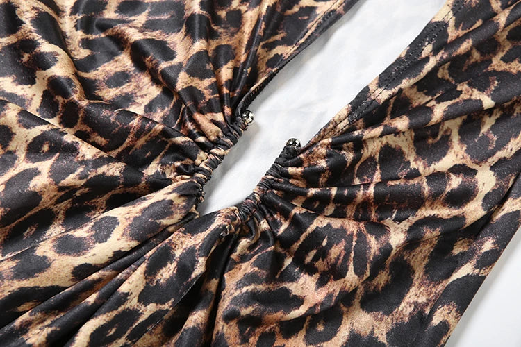 kliou Leopard Attractive Women Maxi Dress