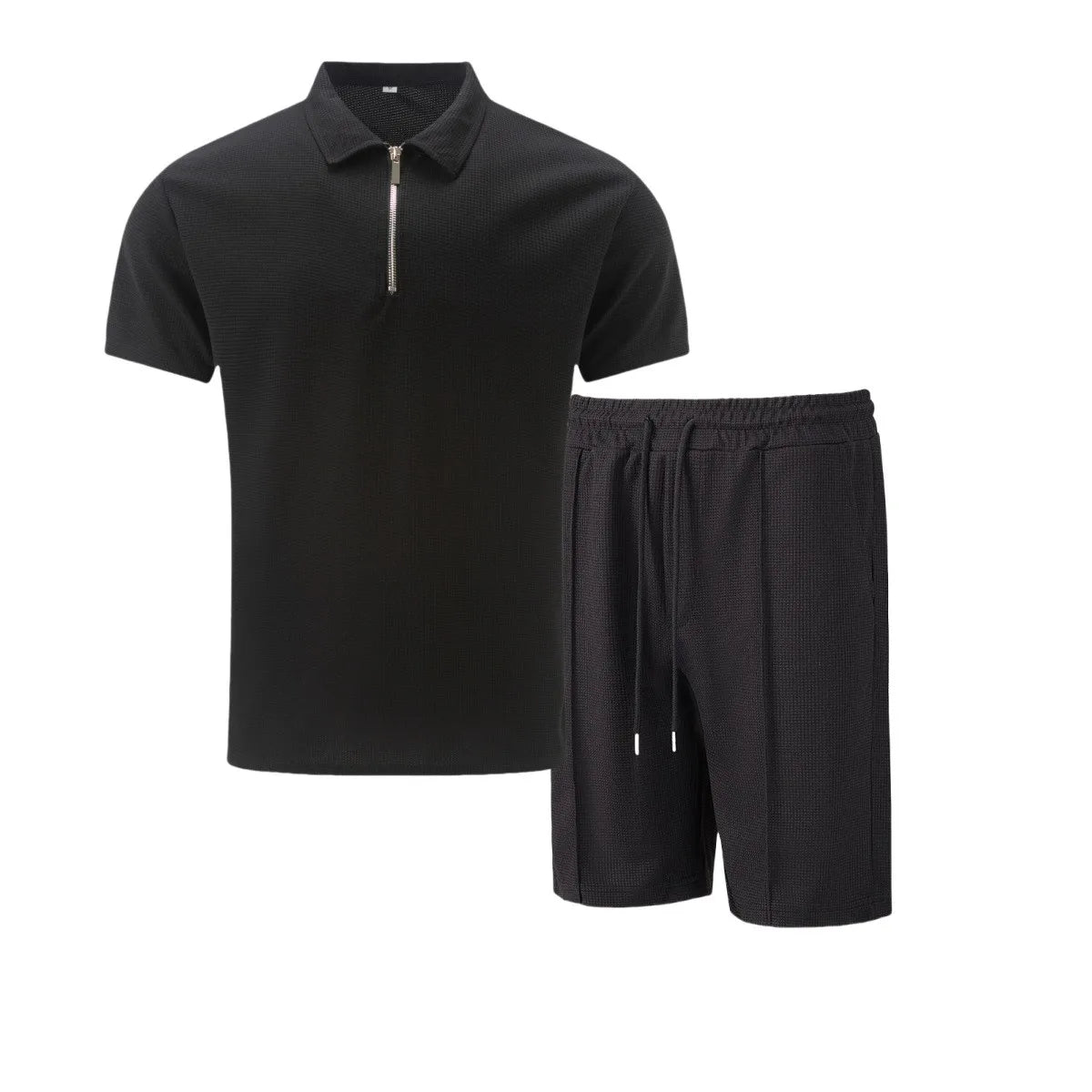 Men Sports Polo Suit Short Sleeve Stylish Zipper