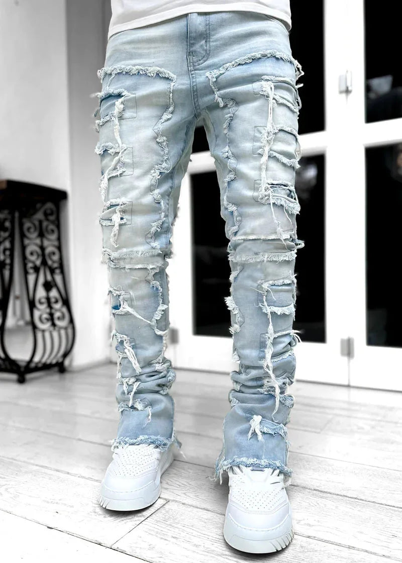 Jeans Ripped Slim Fit Patch