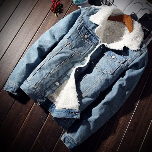Jacket Man Padding with Sheep Jeans Coat for Men Padded Wool