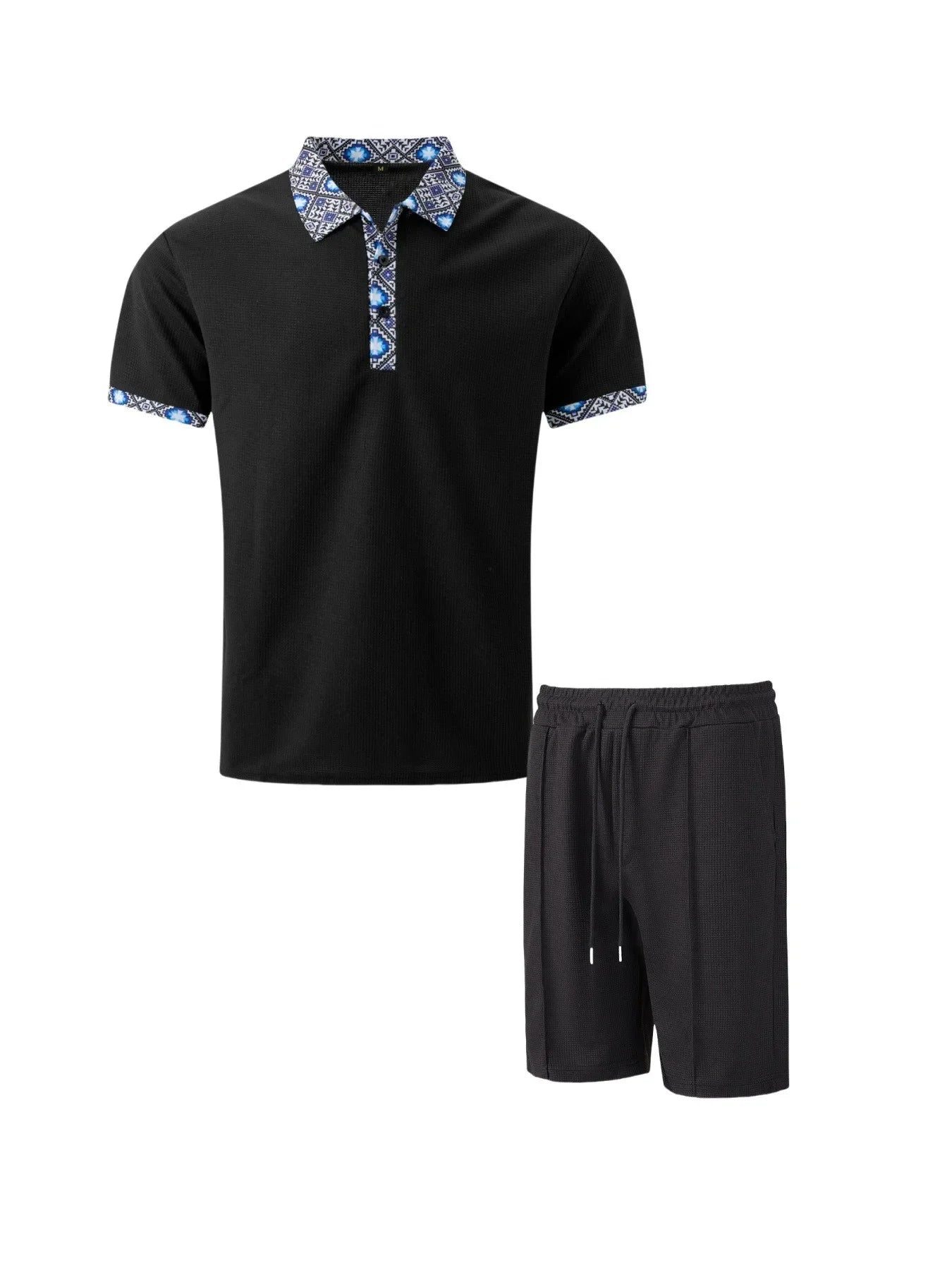 Men Sports Polo Suit Short Sleeve Stylish Zipper