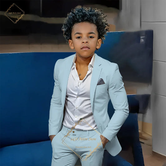 Kids' Orange Single-Breasted Suit (Jacket + Trousers)