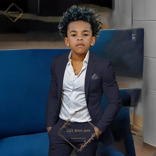 Kids' Orange Single-Breasted Suit (Jacket + Trousers)