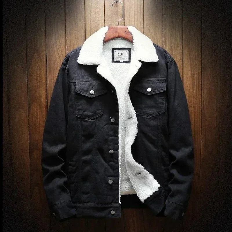 Jacket Man Padding with Sheep Jeans Coat for Men Padded Wool