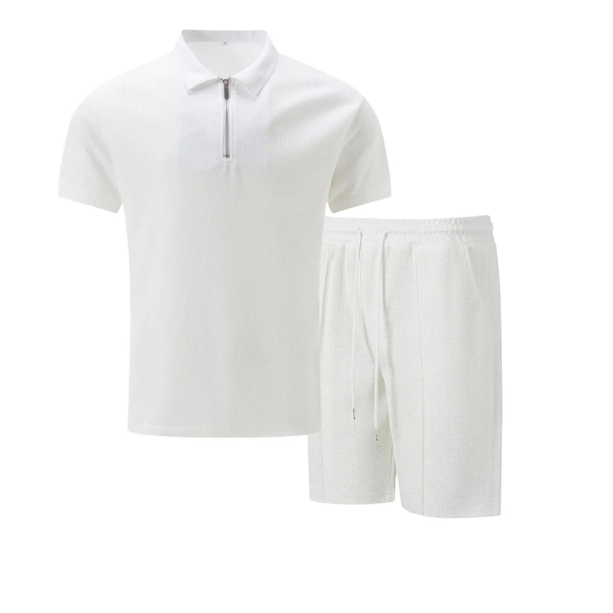 Men Sports Polo Suit Short Sleeve Stylish Zipper