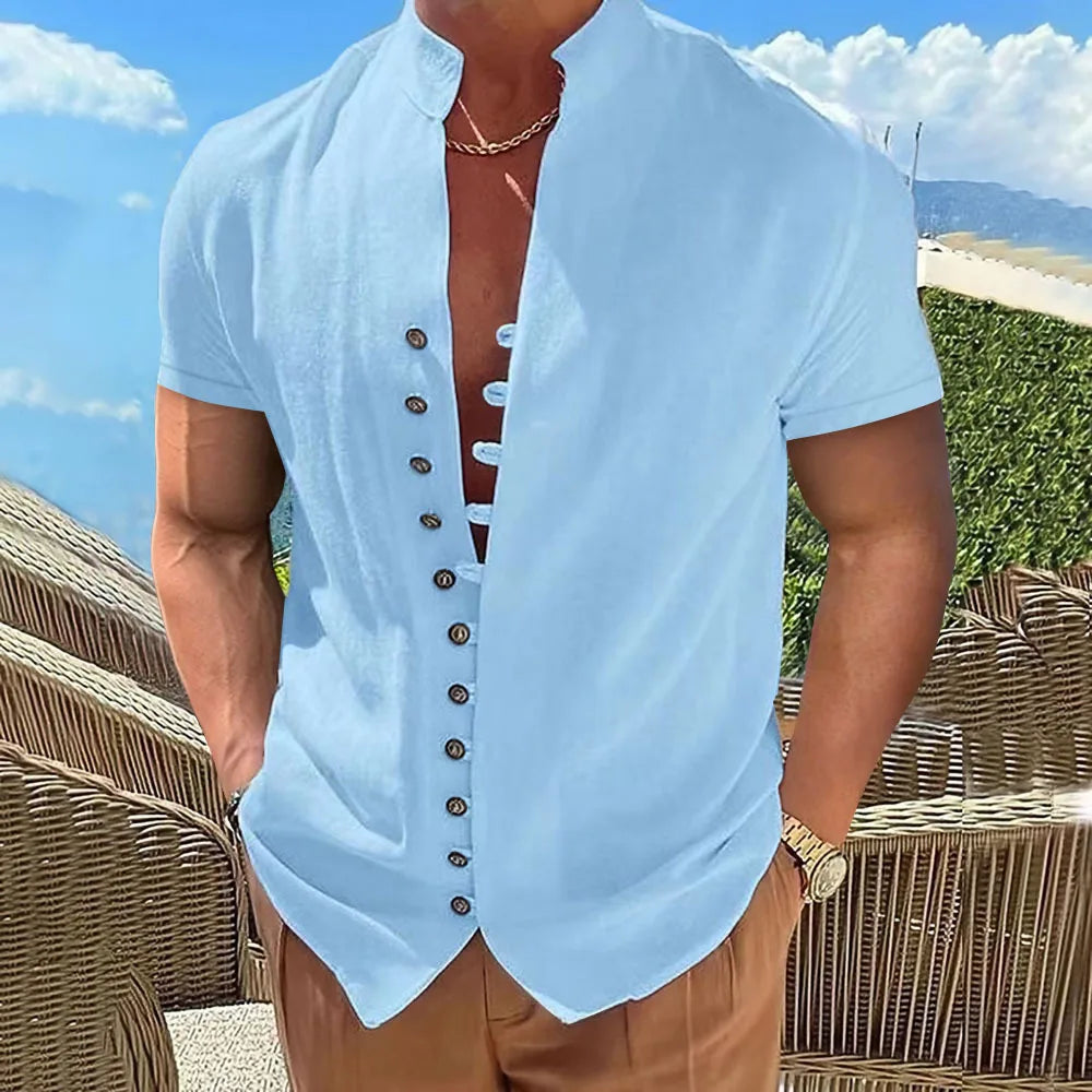Men's Short-sleeved shirt High quality pure cotton