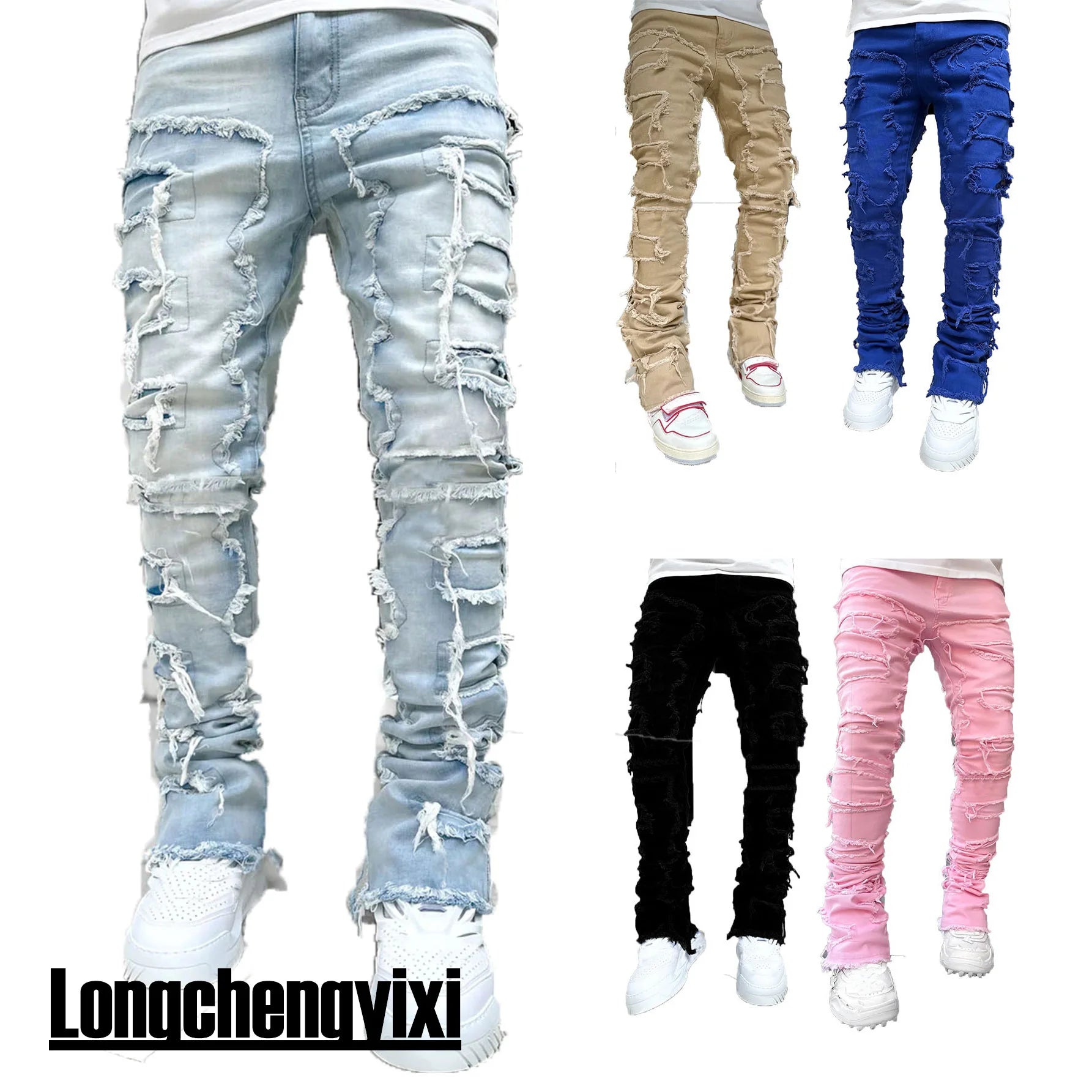 Jeans Ripped Slim Fit Patch