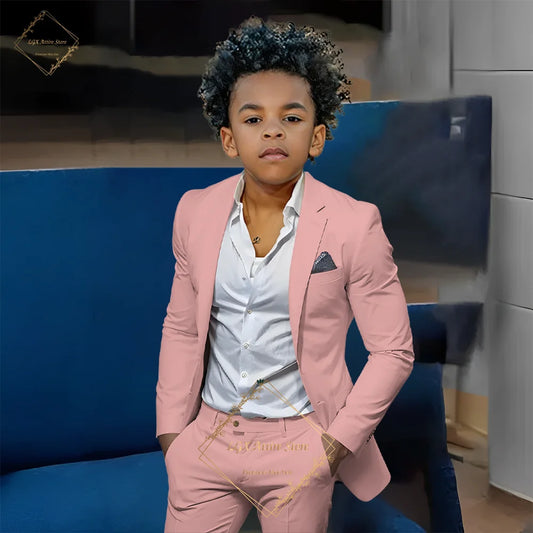 Kids' Orange Single-Breasted Suit (Jacket + Trousers)