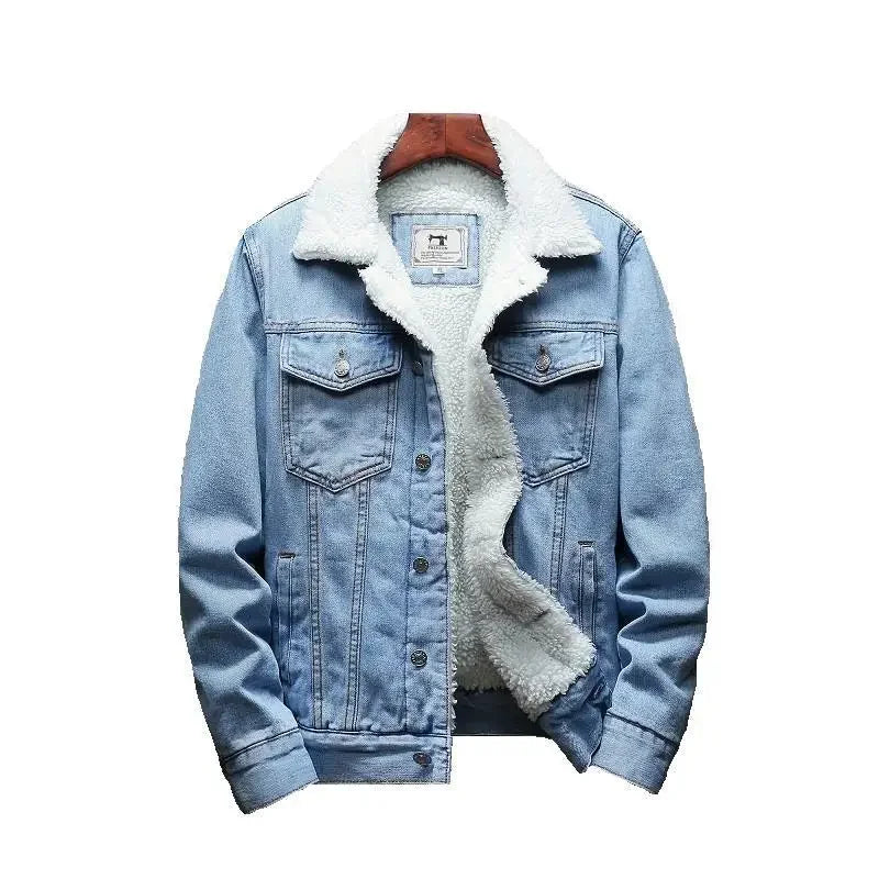 Jacket Man Padding with Sheep Jeans Coat for Men Padded Wool