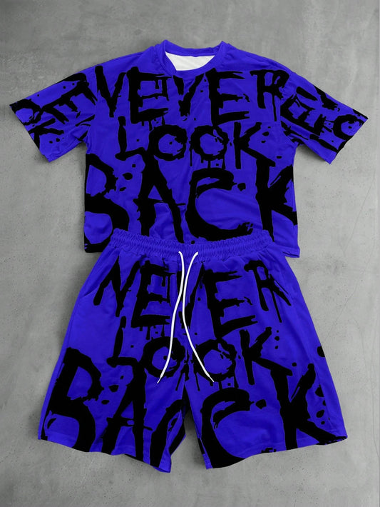 Black and White Flower Graphic Print T-shirt Shorts 2-piece Set