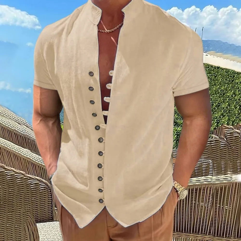 Men's Short-sleeved shirt High quality pure cotton