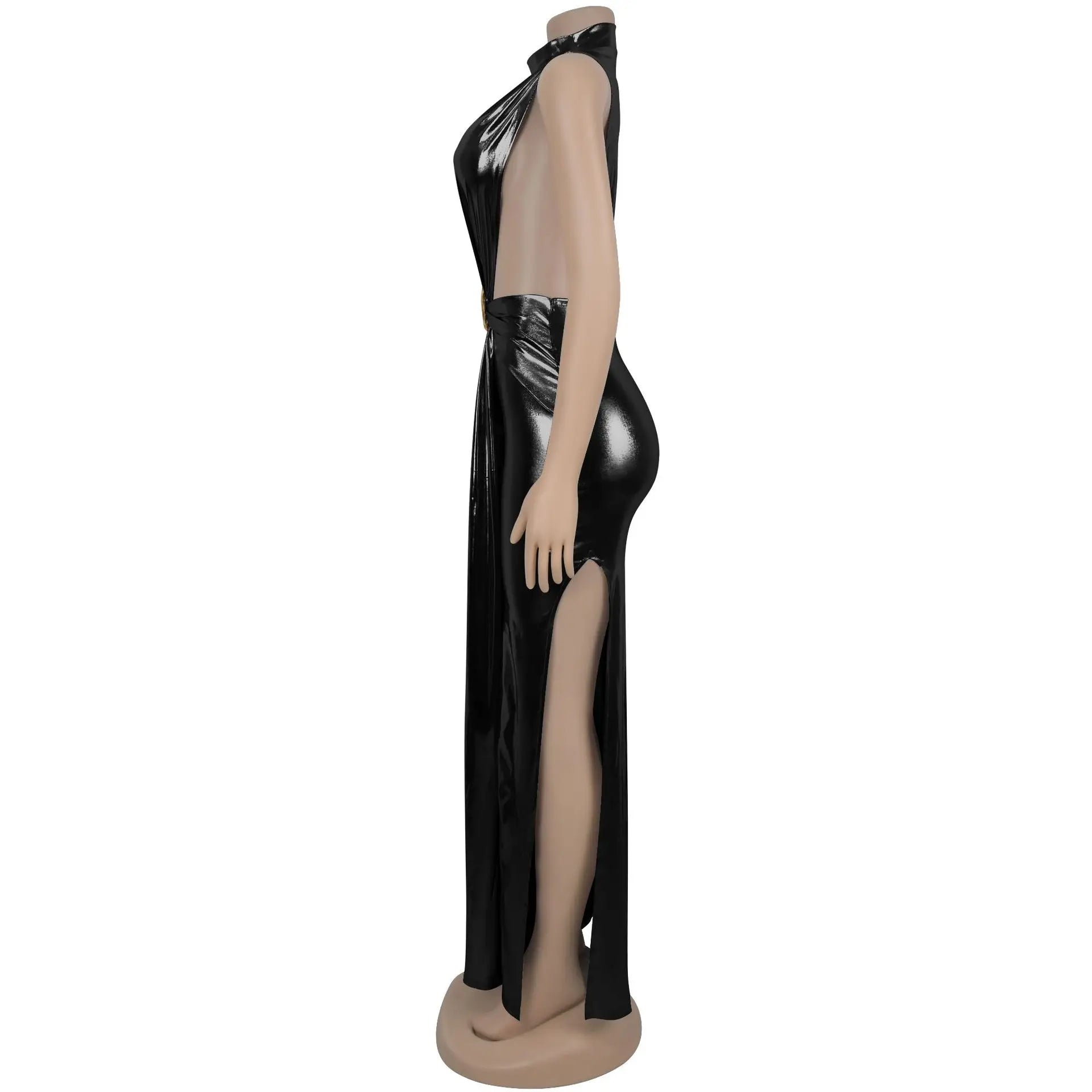 Womens Round neck Sexy Dresses Hollow out Long summer Evening Dresses 2025 Woman Clothes Elegant Party Dresses