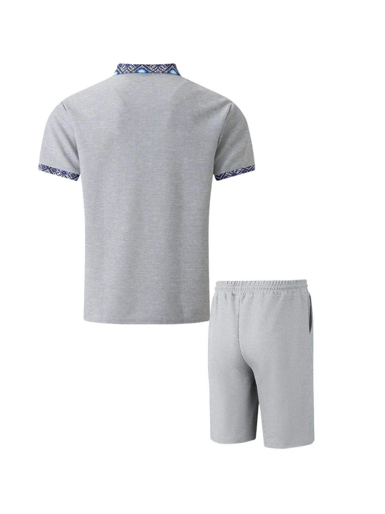 Men Sports Polo Suit Short Sleeve Stylish Zipper