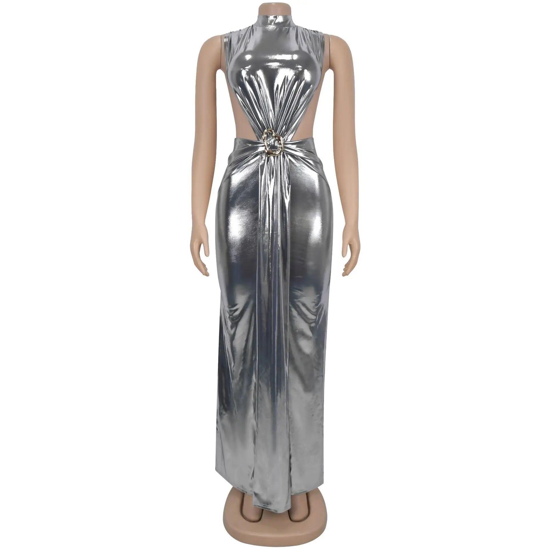 Womens Round neck Sexy Dresses Hollow out Long summer Evening Dresses 2025 Woman Clothes Elegant Party Dresses
