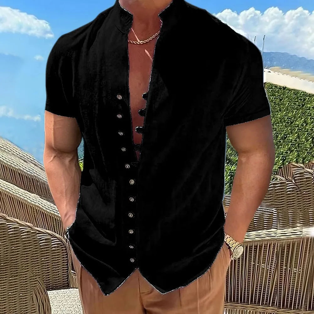 Men's Short-sleeved shirt High quality pure cotton