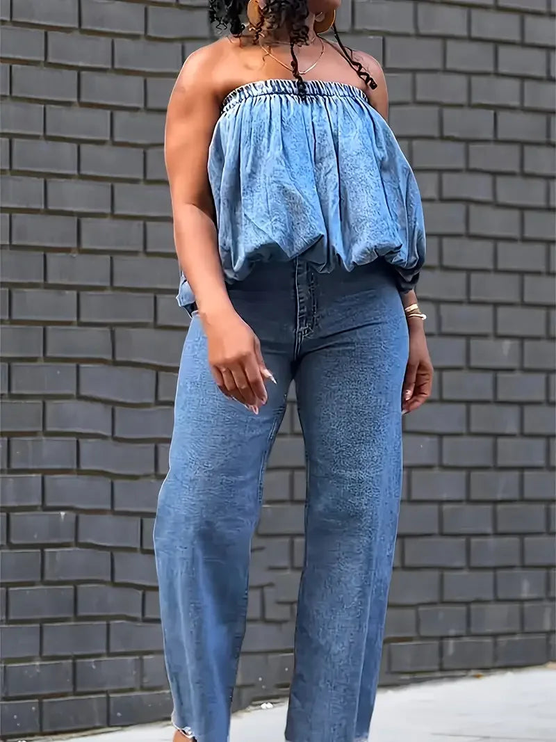 Elastic Balloon Hem Ruffled Details Sleeveless
