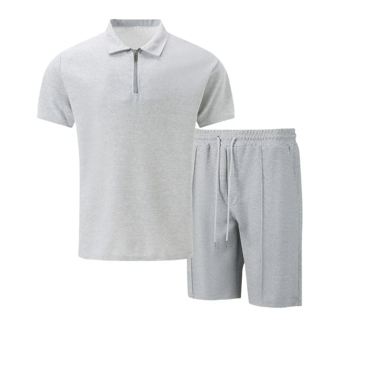 Men Sports Polo Suit Short Sleeve Stylish Zipper