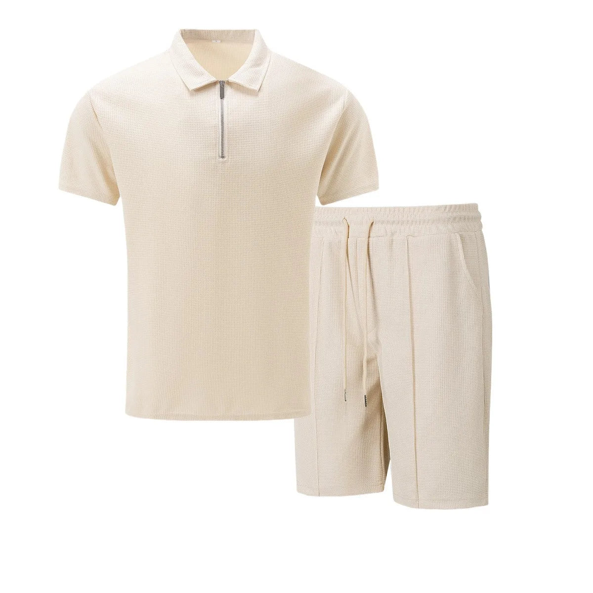 Men Sports Polo Suit Short Sleeve Stylish Zipper