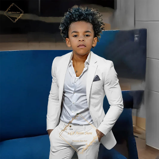 Kids' Orange Single-Breasted Suit (Jacket + Trousers)