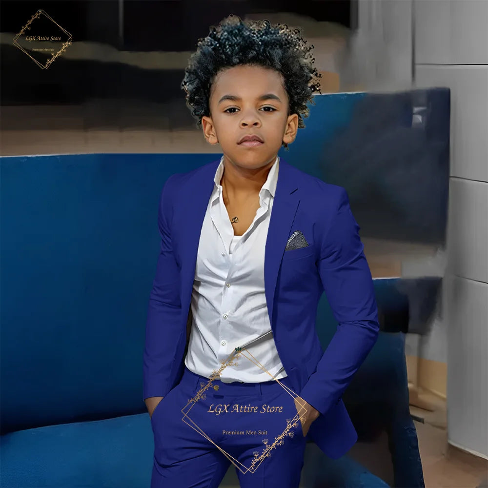 Kids' Orange Single-Breasted Suit (Jacket + Trousers)