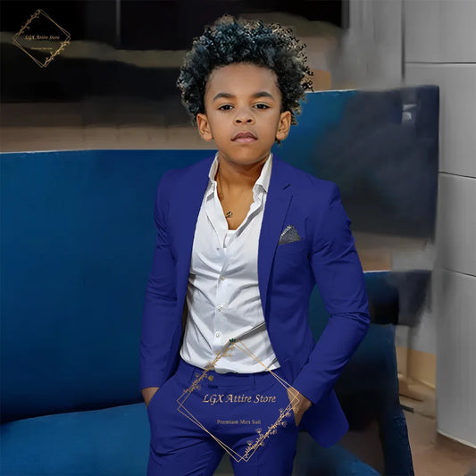Kids' Orange Single-Breasted Suit (Jacket + Trousers)