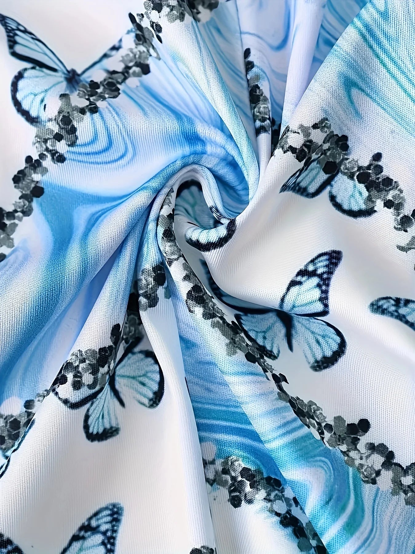 Elegant Butterfly Print Two-Piece Set, Long-Sleeved Lapel Suit Jacket and Slim-Fit Pants, Suitable for Office and Work