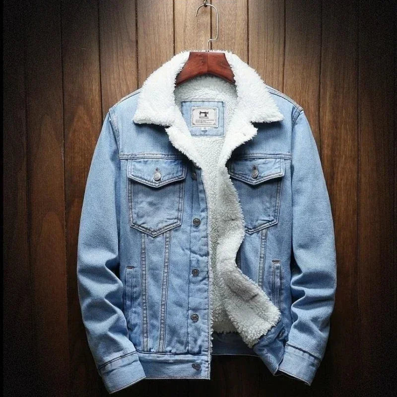 Jacket Man Padding with Sheep Jeans Coat for Men Padded Wool