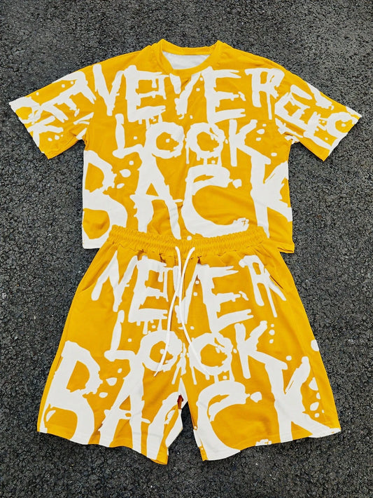 Black and White Flower Graphic Print T-shirt Shorts 2-piece Set